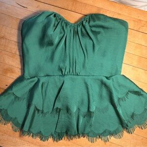 Rebecca Taylor Emerald Strapless Peplum Top